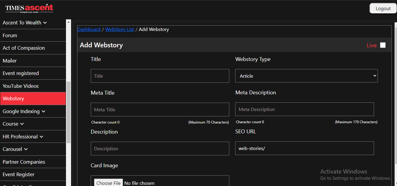 Times Ascen Admin Panel