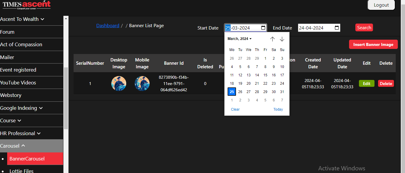 Times Ascen Admin Panel